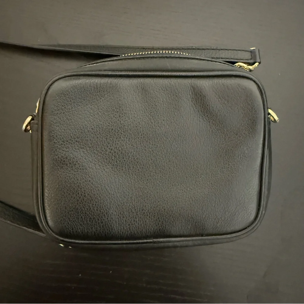Michael Kors Black Leather Crossbody Bag Gold Chain